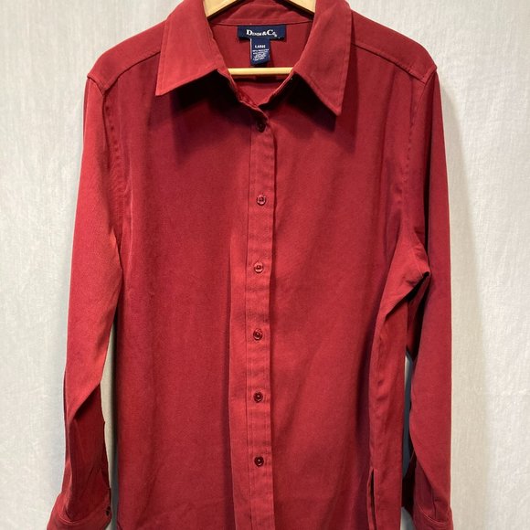 DENIM & CO SHACKET TIERRA COTTA LONG SLEEVE  BUTTON UP SHIRT/ JACKET SIZE LARGE - Picture 1 of 8